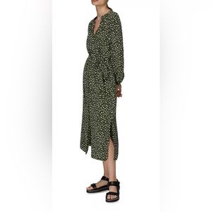 Whistles Green Leopard Midi Dress - Size 8 US